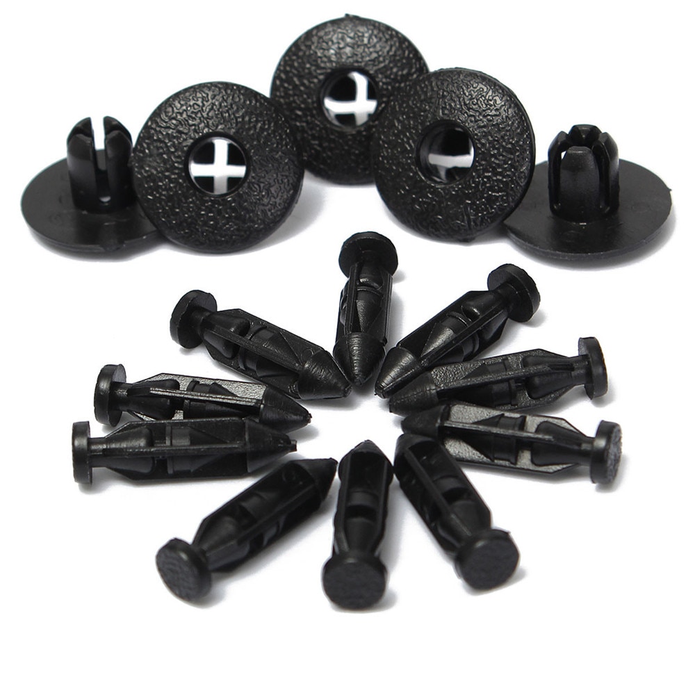 10pcs Interior Plastic Rivet Fastener Clips Trim Fascias 8mm Hole Push Black For Volvo 3541113 FCP-0157