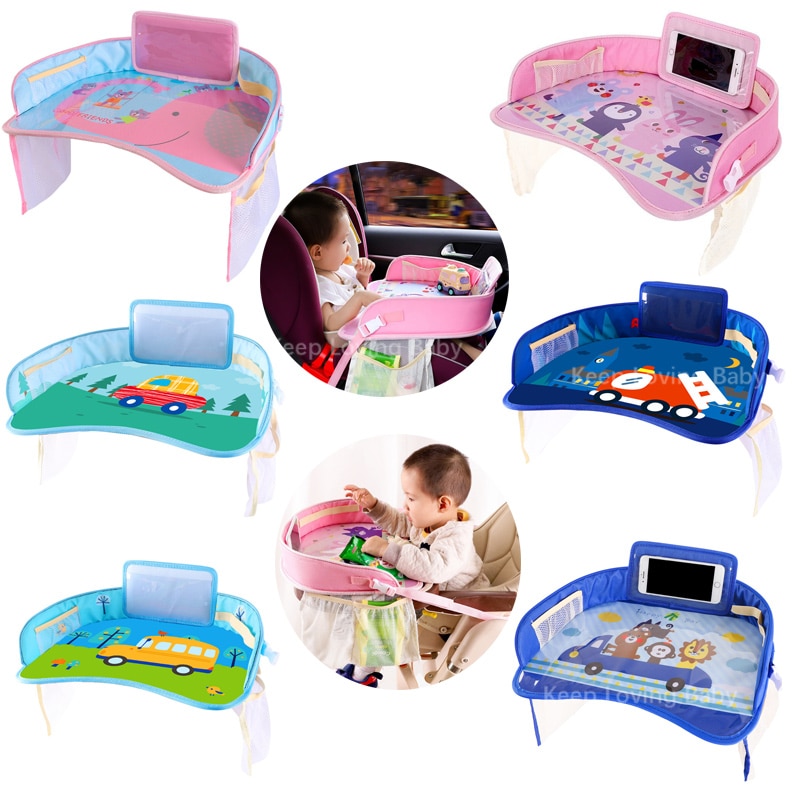 Baby bilsæde bakke legetøj vandholder skrivebord børn bærbart bord til bil vandtæt barnebord – Grandado