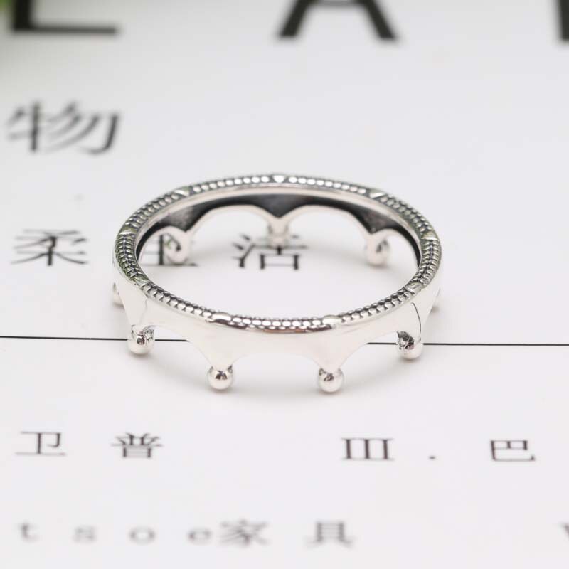 Originele 925 Zilver Gepolijst Kroon Ring Voor Vrouwen Verstelbare Wedding Engagement Pan Ringen