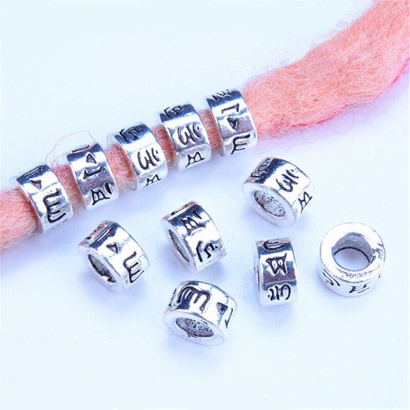 Anillos para el pelo de Metal plateado, trenzas para el cabello, rastas, cuentas, abalorios, rastas, accesorios para el cabello DIY, 5 unids/bolsa: 5pcs  NO.6
