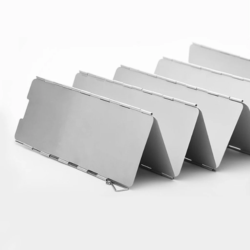 10pcs Folding Windshield Cooker Wind Guard Plates Outdoor Camping Kitchen BBQ Stove Picnic Wind Screen for Picnic Backpacking