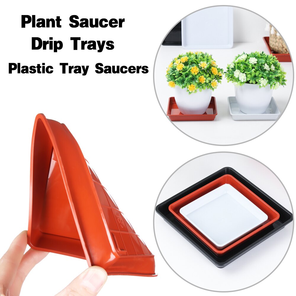 1Pcs Plastic Heavy Duty Flower Pot Square Plastic Tray Saucers Indoor Outdoor Drip Trays Plant Saucer