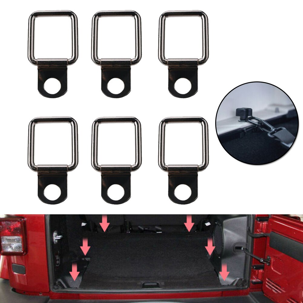 6 Stuks D Ring Rvs Tie Downs Voor Jeep Wrangler Cargo Black Heavy Duty Auto