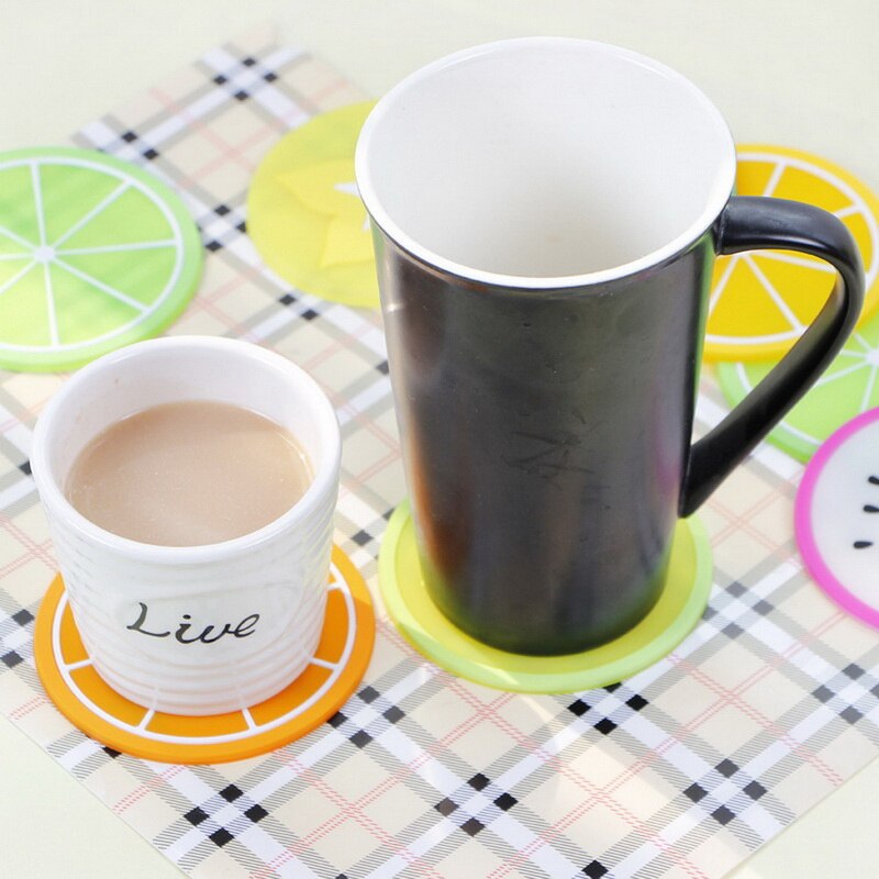 Dalbana färgglada fruktform silikon kopp pad slip isolering pad kopp mat pad drink hållare porslin placemat 6 stil