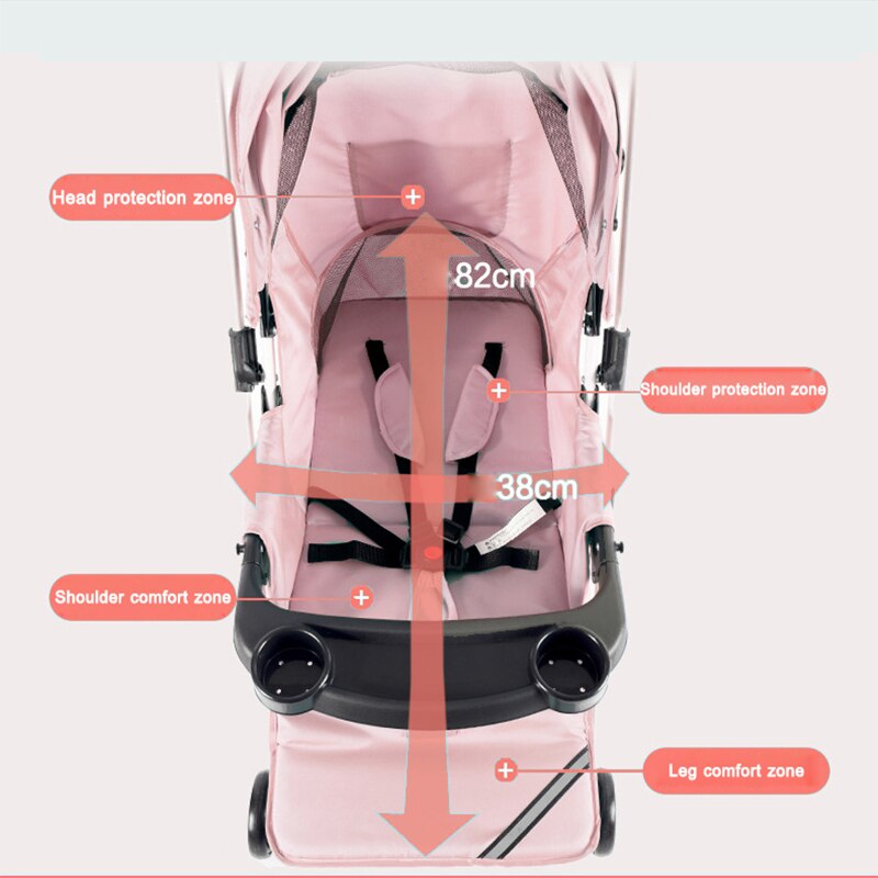 Foldable Baby Stroller Folding Pushchairs Lightweight Wheeled The Pram Portable Children's Trolley Adjustable Toddler Carriage