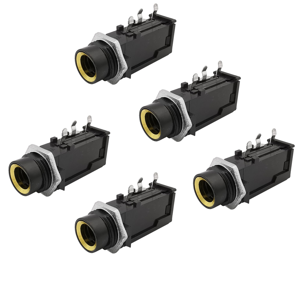 Conector de Audio para chasis de 6,35 MM, 6,35mm, 1/4 pulgadas, montaje en Panel PCB, micrófono, altavoz, adaptador de conector de Audio para chasis, 5 unids/lote