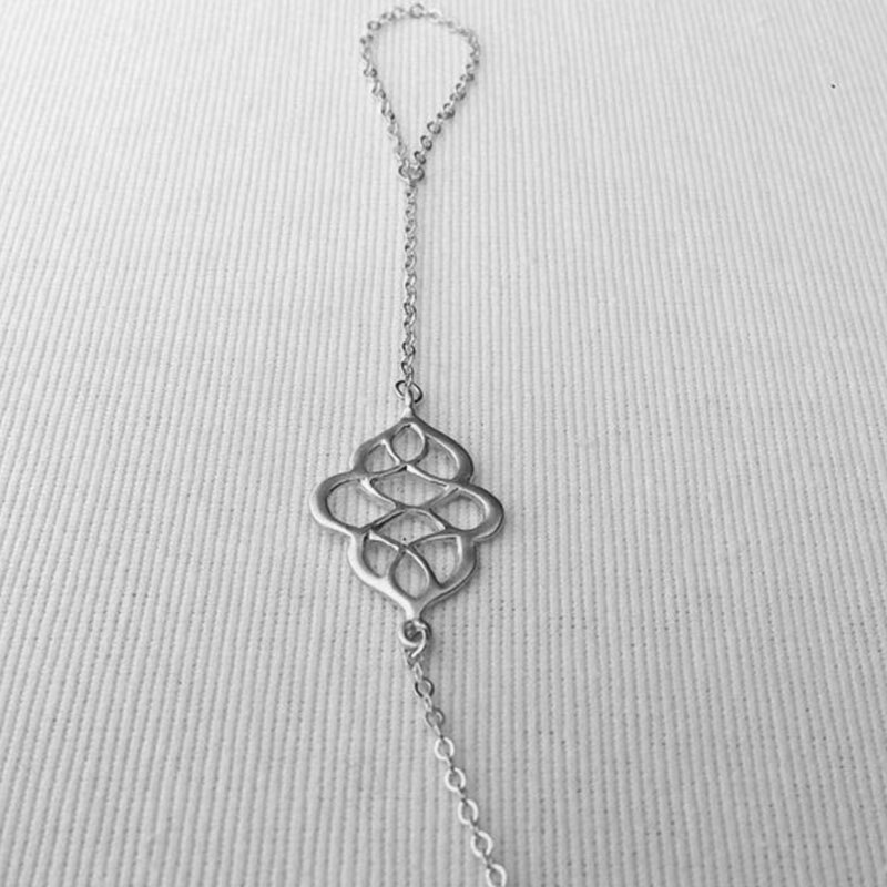 Gouden Hand Chain, Hand Sieraden, Slave Armband, Boho Vinger Armband, Ring Ketting Hechten Armband, vriendschap Armband: Silver--0121