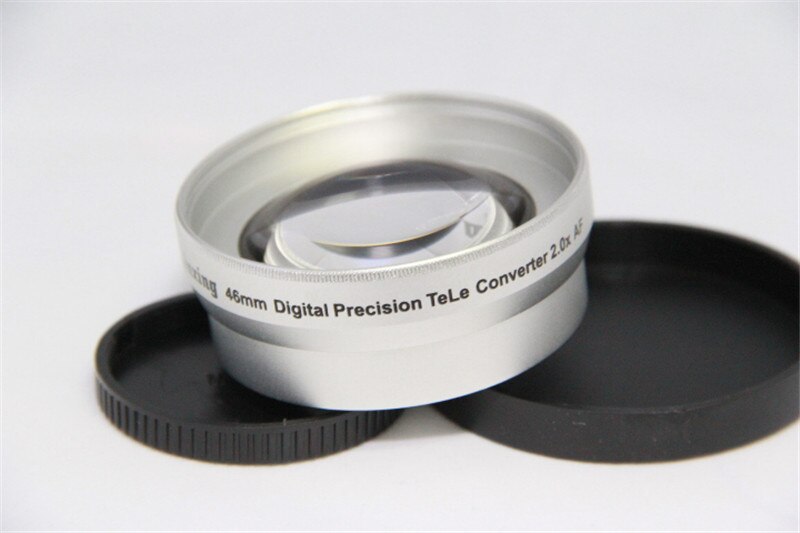 Macro Digital lens 46mm 2.0x TELE Telephoto Camera LENS for Camcorder+Lens Front Rear Caps+Lens bag for Front Thread Camcorder