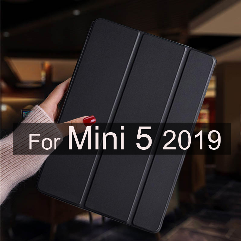 For ipad mini 5 4 3 2 1 Case Leather Stand Smart Tablet Cover Skin For iPad Mini 4 Case Mini 2 3 1 Mini 5 Protective Shell: Mini 5 Black