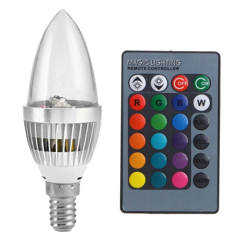 3W Smart E14 Rgb Led Kleurrijke Kleur Veranderen Lamp Met 24 Kaars Afstandsbediening Knop Transparante Lampenkap