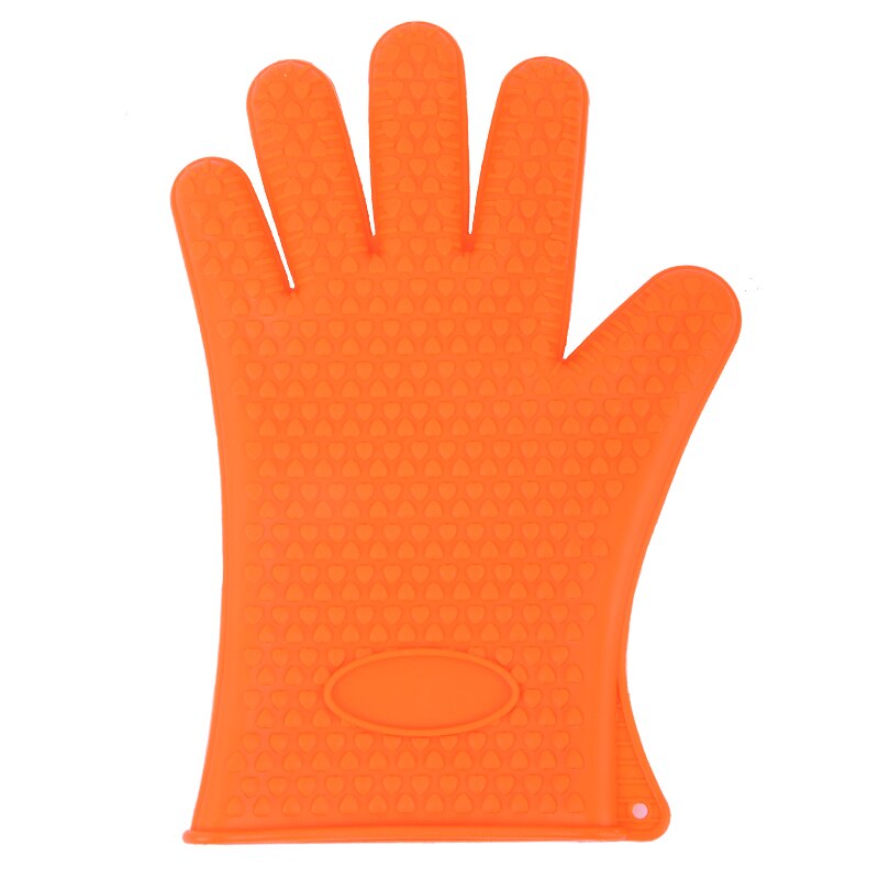2 uds guante de silicona resistente al calor grueso BBQ Grill guantes cocina impermeable horno manoplas de cocina Grill hornear guantes: orange