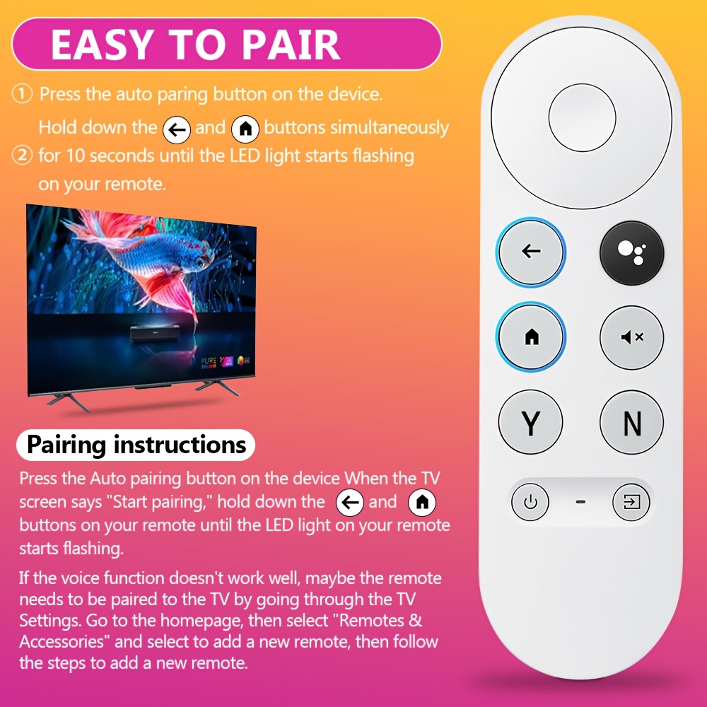 Voice Remote for Google Chromecast 4k Snow TV, Replacement Remote Control for G9N9N, GA01920-US, GA01409-US