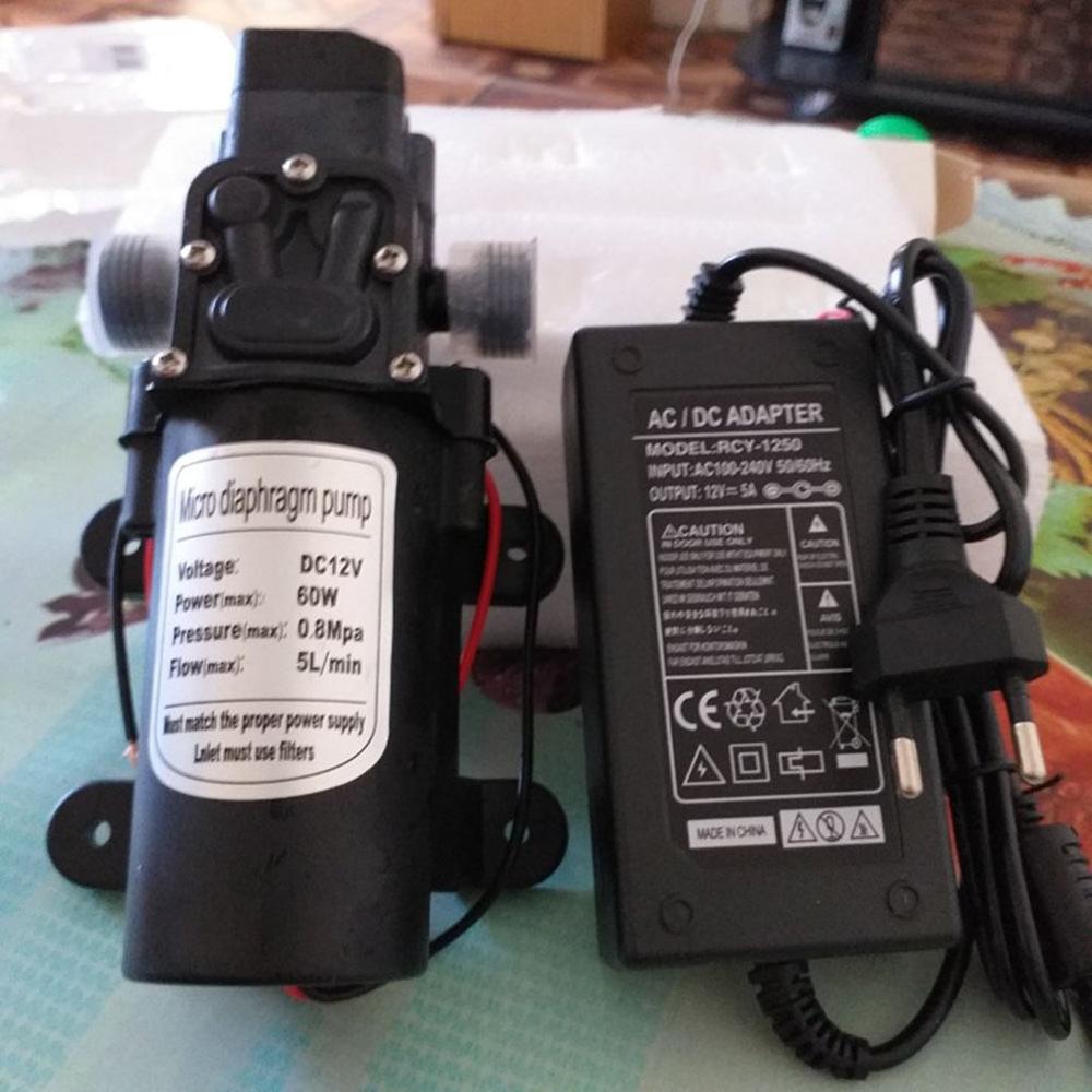 Micro Electric Diaphragm Pump High Pressure Electric Diaphragm Pump 5l / Min DC 12v 60w Water Pump 0.8mpa 5l / Min