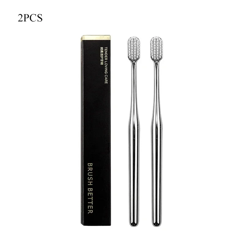 1-6 stücke Luxus Weiche Zahnbürste Männer Frauen Erwachsene Zahnbürste Gold Silber Dental Pinsel Eleganz Sanfte Zahnbürsten: Orange