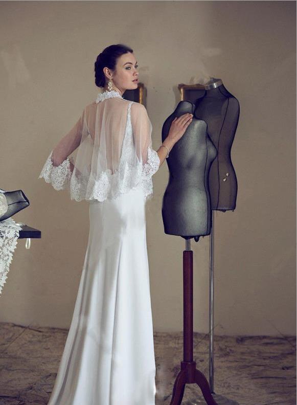 Kant Zoom Wedding Party Shawl Ivoor Bruid Wrap Bolero Witte Bruids Jas