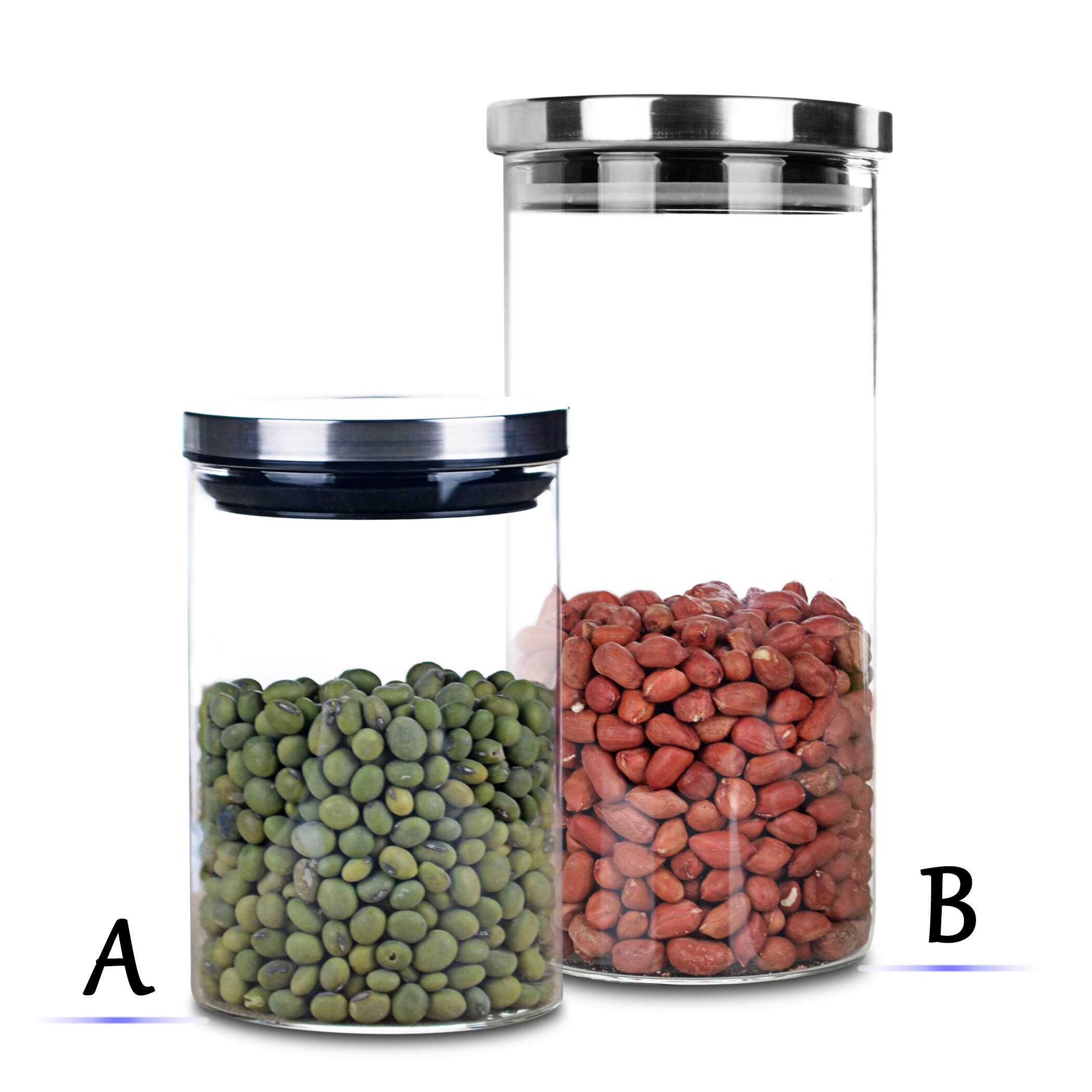 Sized Heat Resistant Glass Candy Food Tea Candy Storage canister w/ Lid