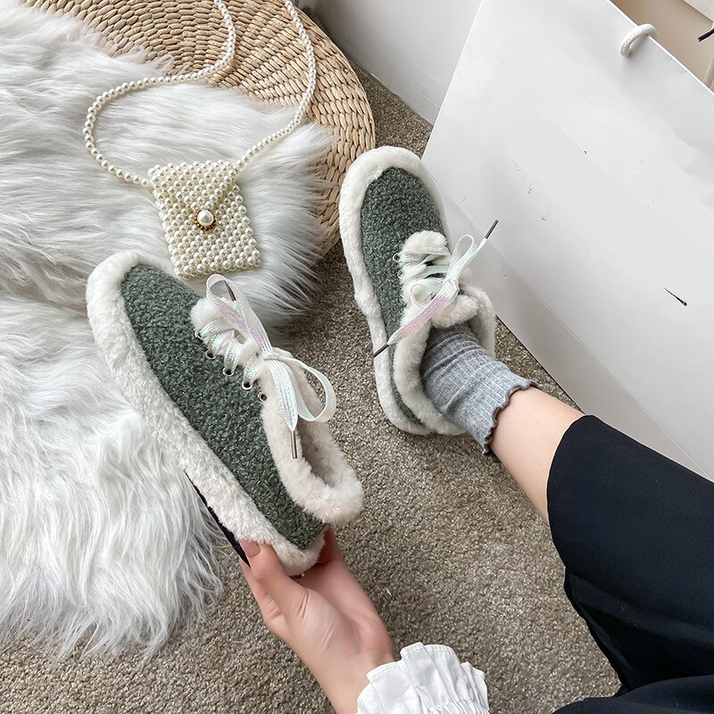 Instappers voor dames loafers bont herfst casual dames sneakers strik-knoop all-match ronde neus modis instap mocassin kruis