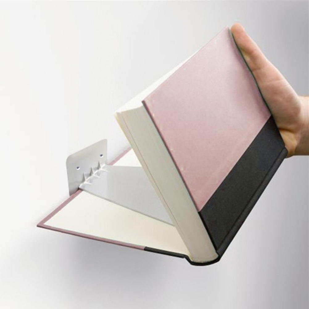 2Pcs Stainless Steel Wall Mounted Hidden Bookcase Space Saving Book Storage Shelf Rack Sundries Organizer Holder Home Wall Decor