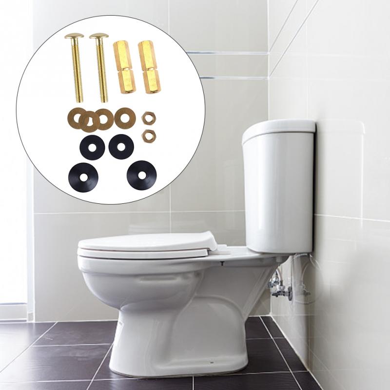 2pcs Toilet Tank To Bowl Bolt Kit Double Gaskets Solid Brass Heavy Duty Bathroom Extra Long Nuts Home For Fastening Repair
