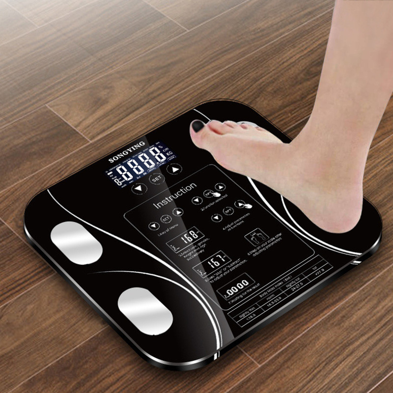 Badeværelse kropsfedt bmi vægt digital menneskelig elektronisk smart vægtvægt led digital engelsk funktion skærm usb charge