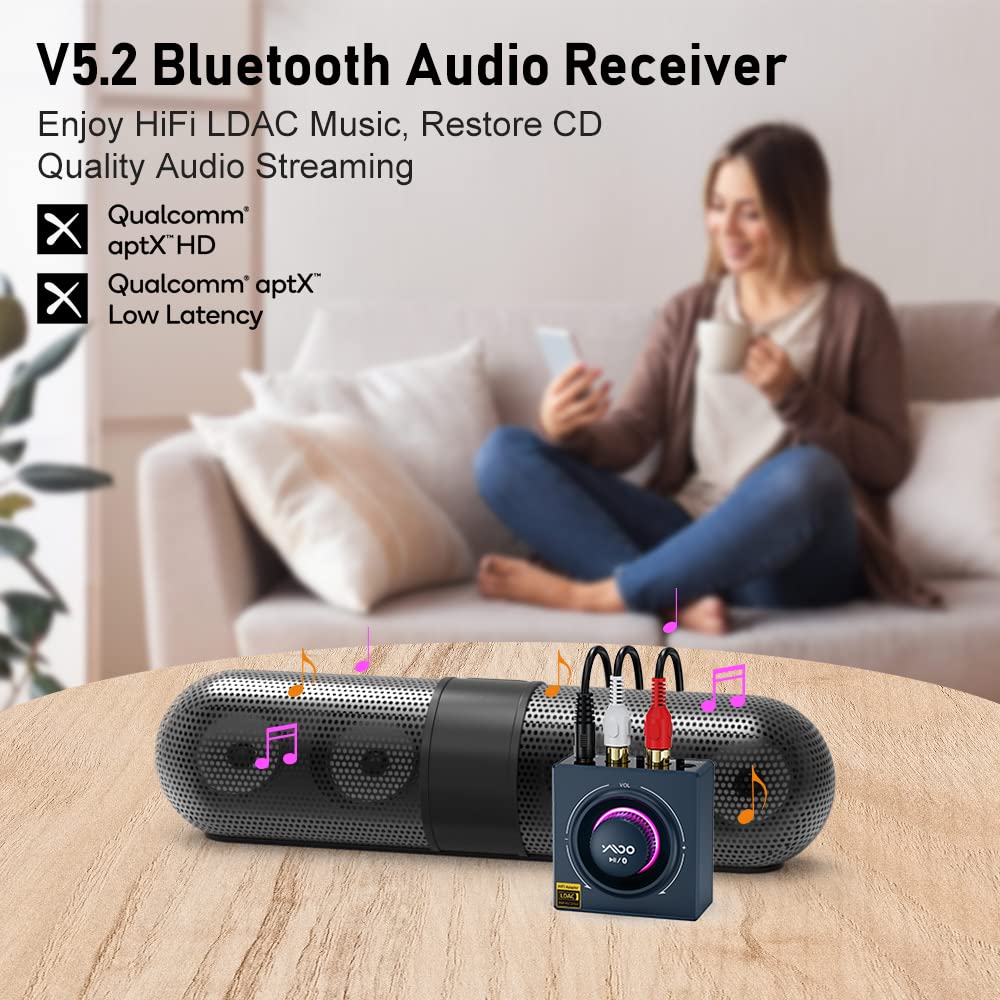 Ricevitore Bluetooth 5.2 1Mii B06T3+, adattatore Audio Bluetooth LDAC Aptx per stereo domestico, Jack RCA da 3,5 mm aux HiFi