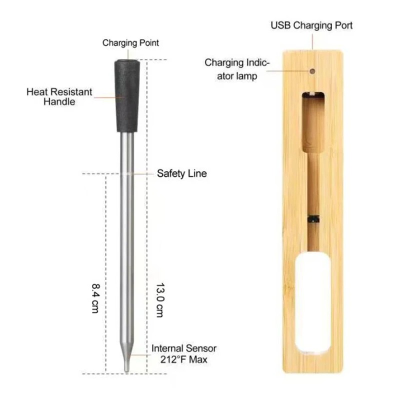 termómetro inalámbrico para carne y alimentos, herramienta de cocina para horno, parrilla, barbacoa, bistec, Bluetooth, medidor de temperatura, accesorios para barbacoa