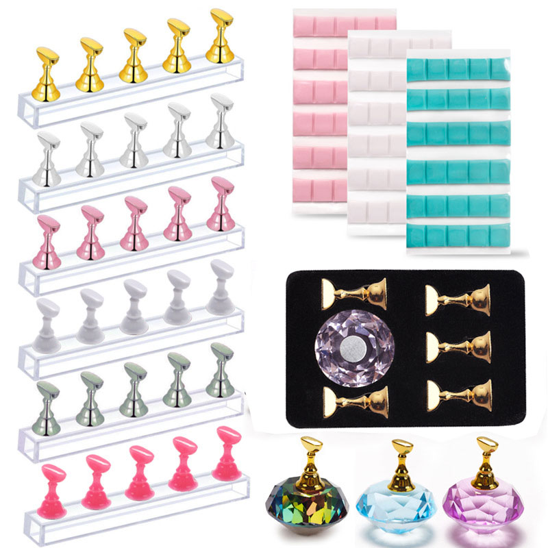 Multi-Color Magnetische Nail Tip Display Magneet Nail Art Praktijk Stand Houder Uv Gel Polish Met Plank Manicure Tools