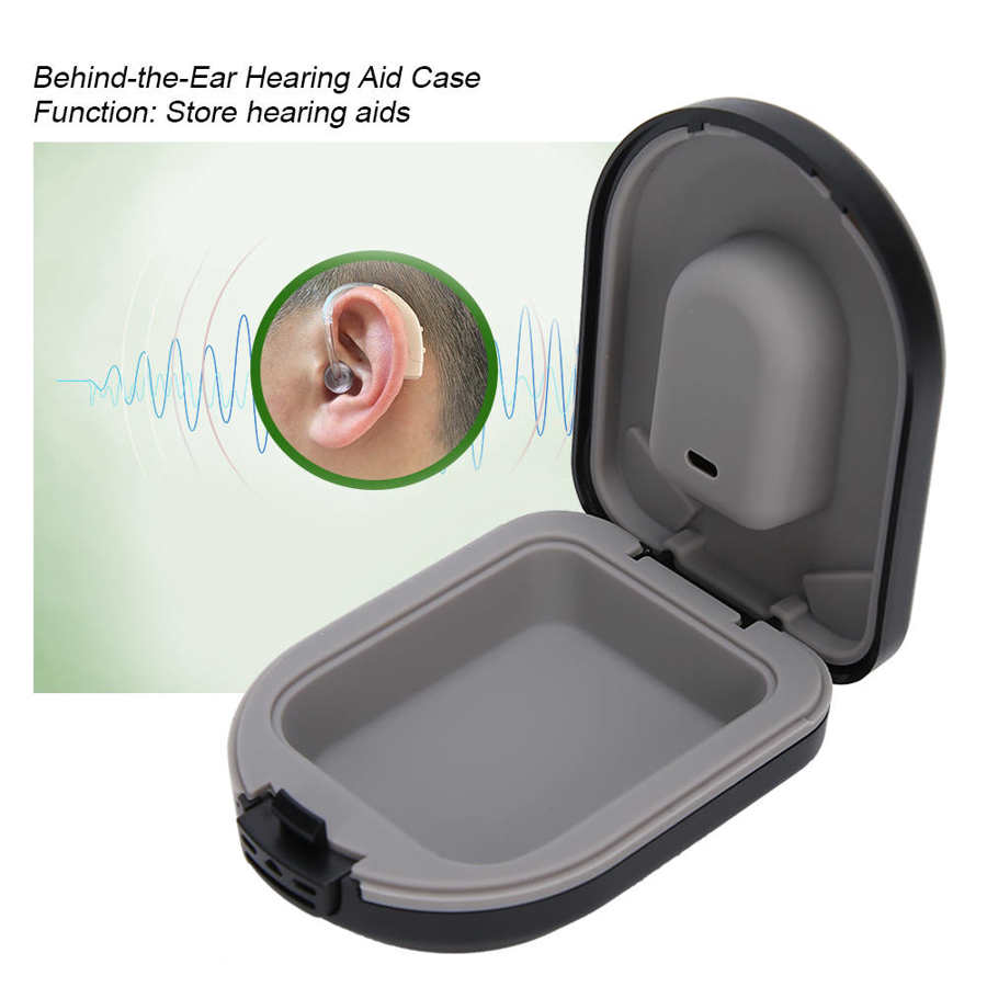 Øre renere beholder bag øret høreapparat etui vandtæt bærbar modstand høreapparat opbevaringsboks sort ørepleje