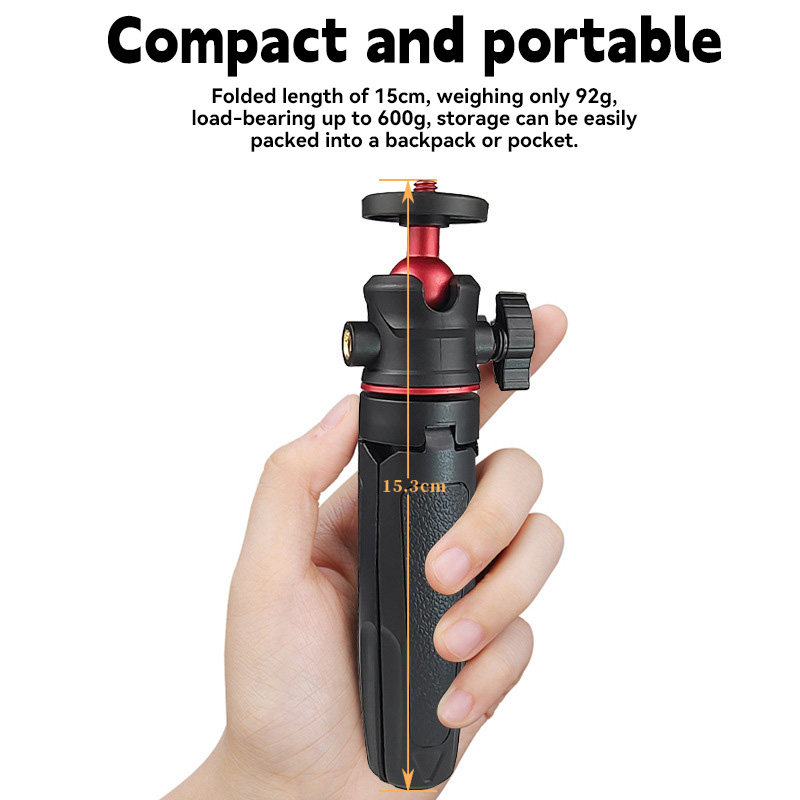 MT-08 Mini trípode de escritorio extensible soporte de fotografía portátil con cabezal de bola Flexible montaje de tornillo de 1/4 pulgadas para Selfie