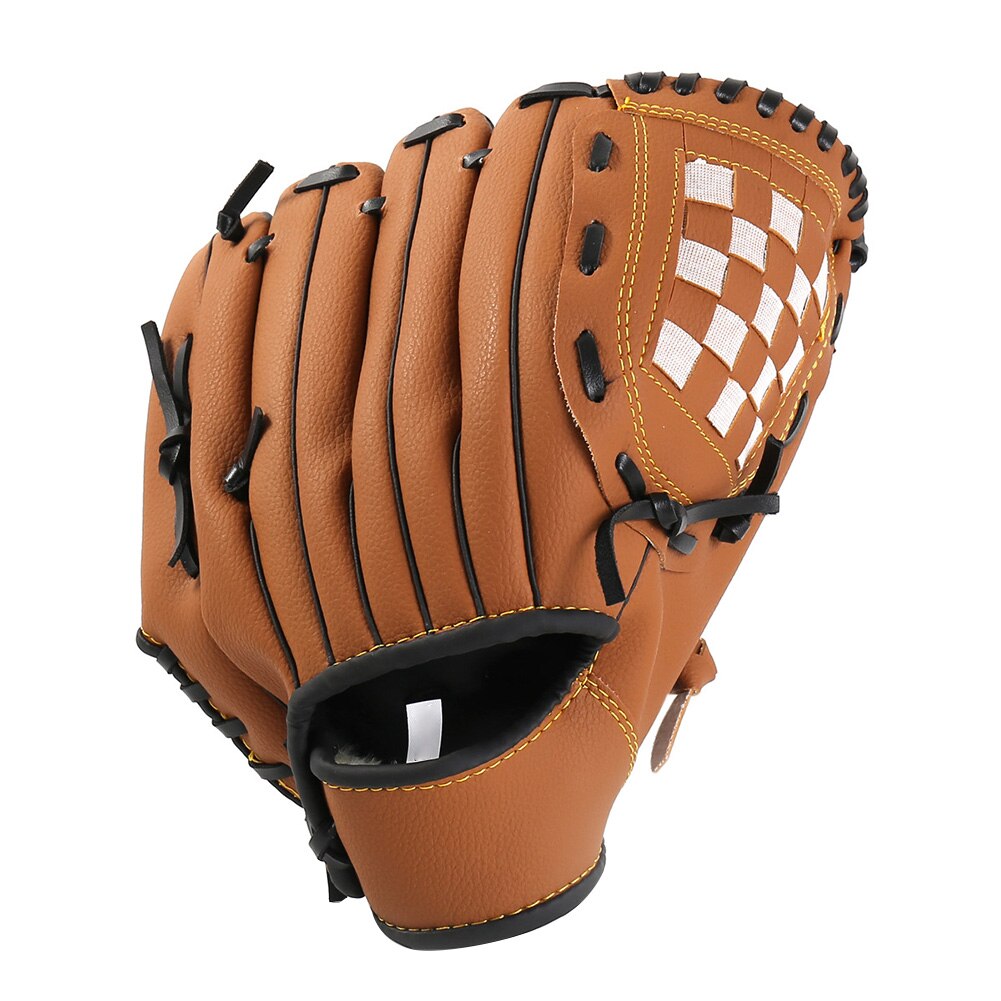 1pc masculino confortável treinamento esportivo amortecido acessórios impacto reduzir luvas de softball luva de beisebol macio mão esquerda: Brown9.5 Inch