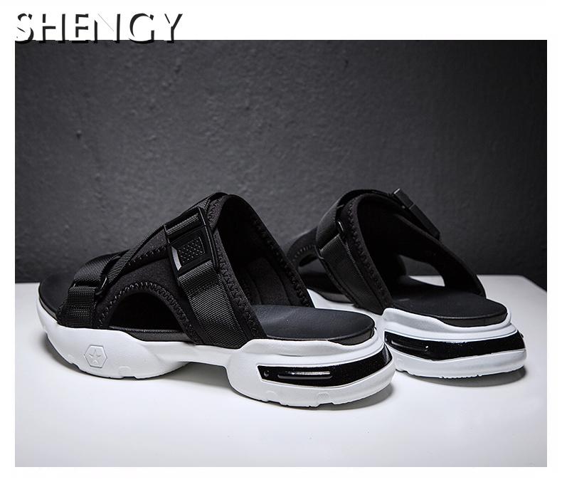 Modieuze Heren Sandalen Open Teen Platform Slippers Mannen Strand Sandalen Romeinse Stijl Zwarte Sandalen Mannen Zomer Mannen schoenen Lui