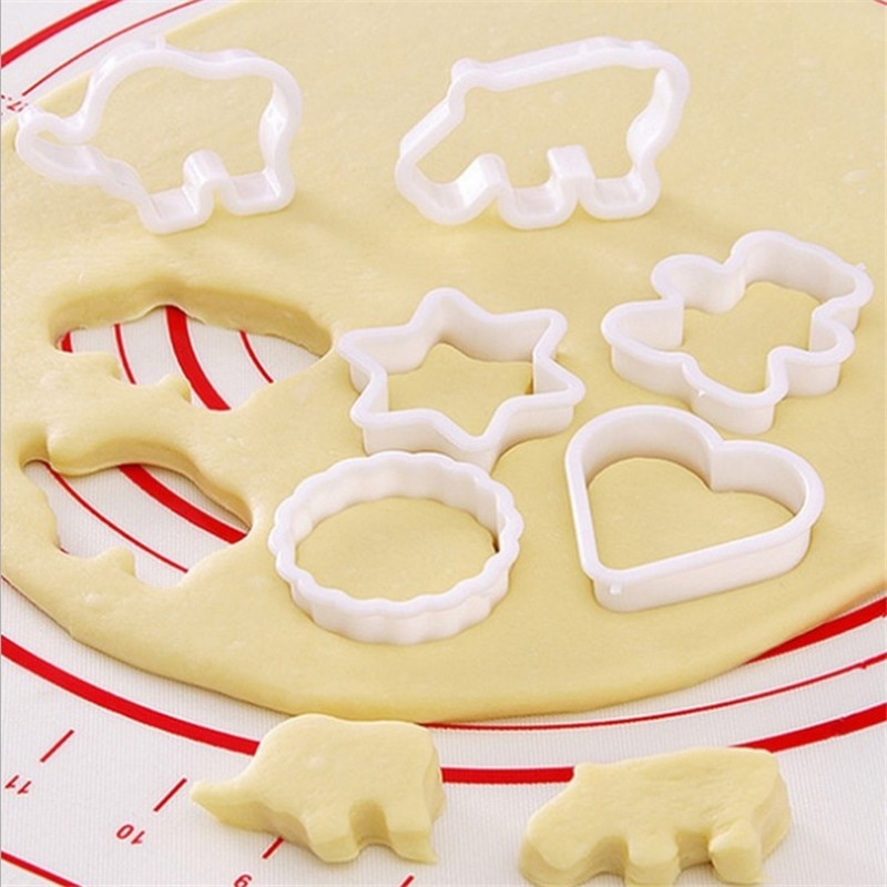 6PC de plástico de azúcar de galleta de molde de dibujos animados de animales moldes de pastel de tarta de piña molde de cocina para hornear