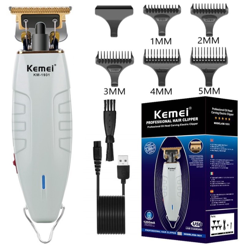 Kemei KM-1931 Hair Clipper Barber Hair Trimmer for Men Retro Buddha Cordless Edge Electric Hair Cutting Machine: Pink