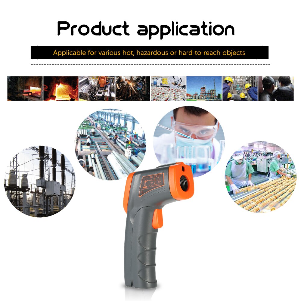SMART SENSOR Digital Non-contact IR Infrared Thermometer Temperature Tester Pyrometer Industrial Infrared Thermometer -32~380℃