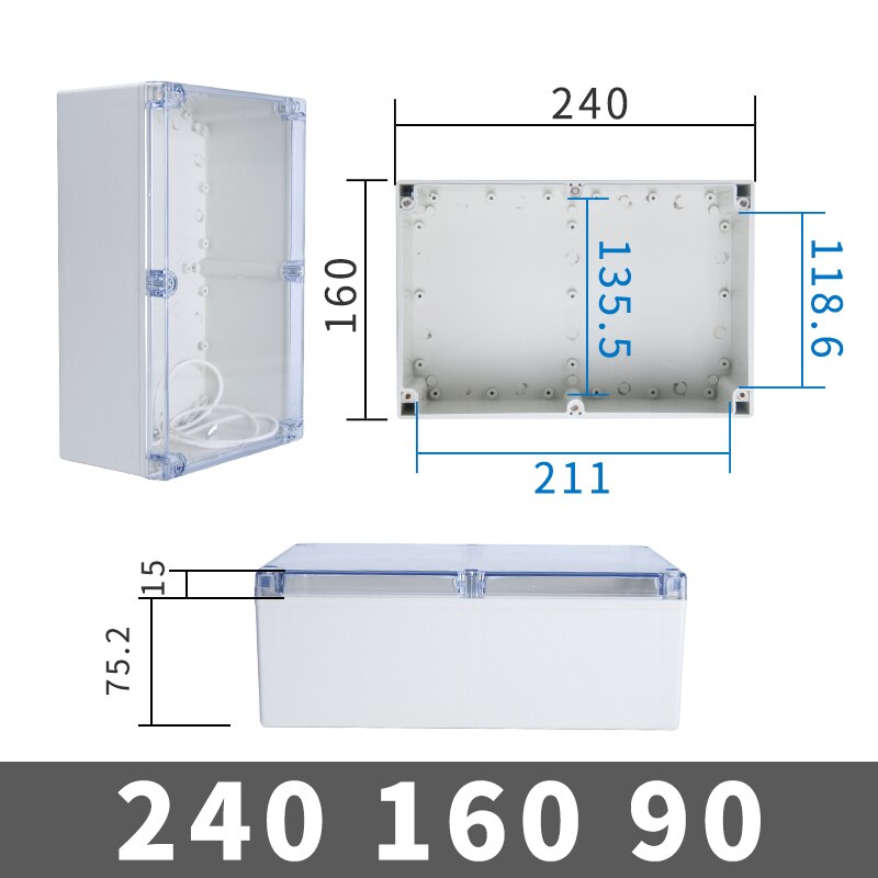 Transparent Waterproof Outdoor Enclosure Plastic Box Electronic Project Case Instrument Electrical Box Junction Box Housing: Pink