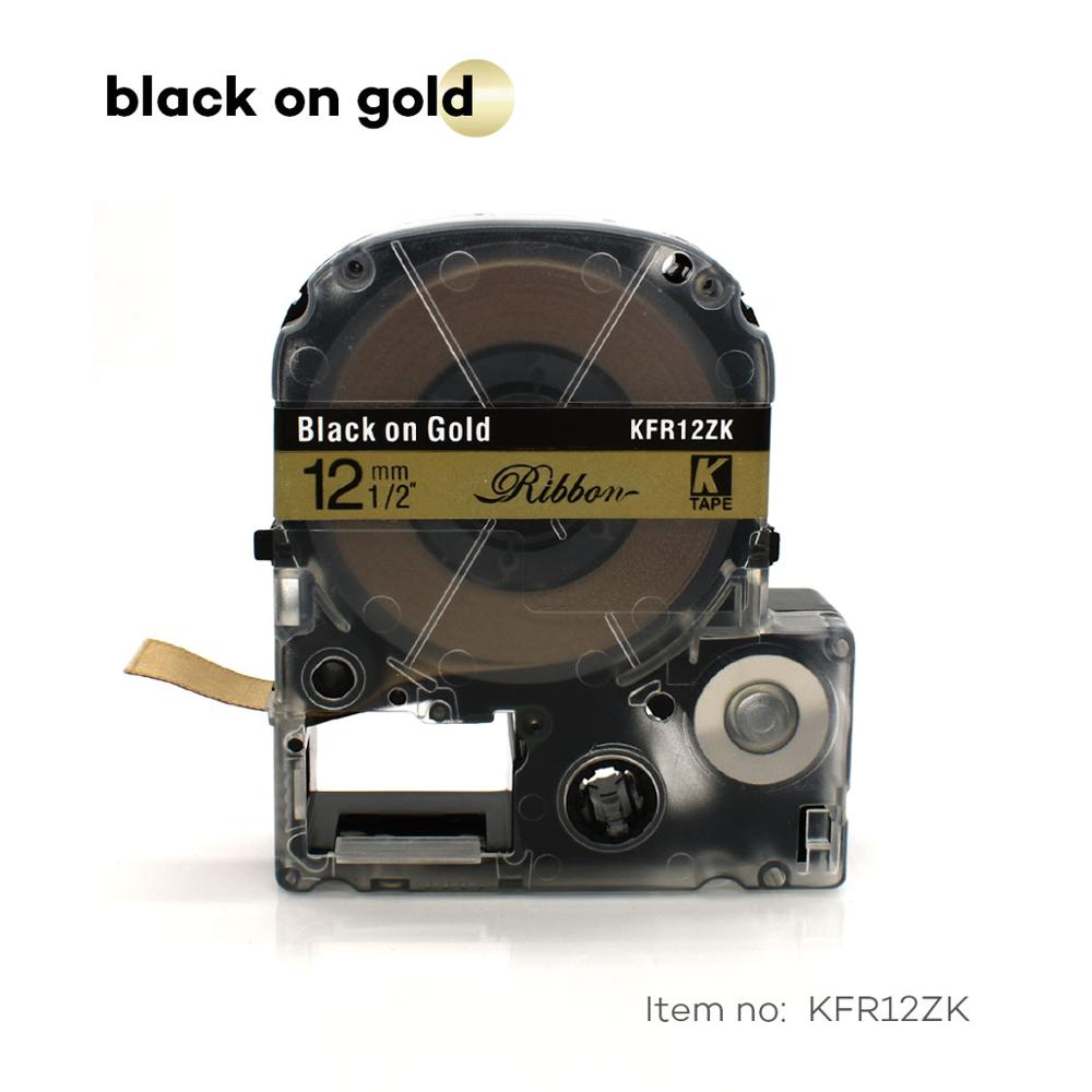 CIDY 12mm Schwarz auf Weiß SS12KW/LC-4WBN9 LC-4WBN LC4WBN kompatibel Etikett Band SC12YW für kingjim drucker für LW300 LW400: Gold Satin- Schleife
