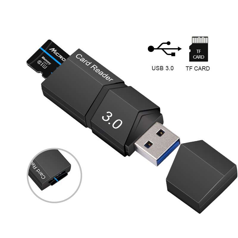 Micro Sd-kaart 128Gb Geheugenkaart 64Gb Mini Microsd Flash Drive 8Gb 16Gb 32gb Memoria Tf-kaart Met Adapter Voor Telefoon: USB3.0 card reader