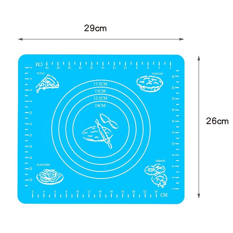 Multi-størrelse silikone bagemåtte plade ekstra stor til at rulle dej macaroo pizza non-stick maker holder wienerbrød: 29-26cm blå