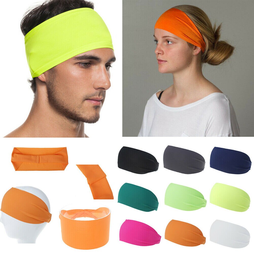 Banda deportiva para el cabello Unisex para hombres y mujeres, banda para el sudor, banda elástica para el sudor para Yoga, gimnasio, banda de cabeza elástica para deportes, bandas para el cabello de mezcla ancha