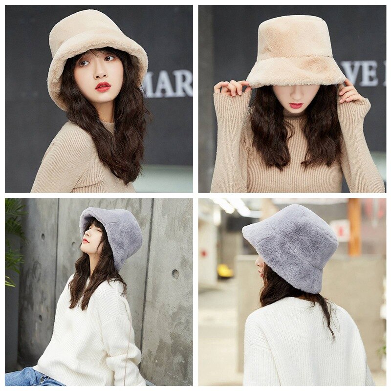 Chapeau en peluche pour femmes, coréenne, coupe-vent tendance, chapeau à bord plat, large, automne et hiver