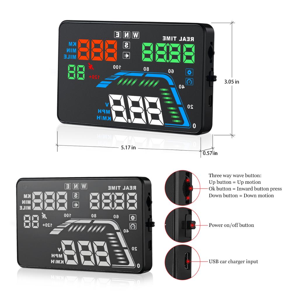 Bil elektronisk hud head up display universal obd 2 gps speed projector display drivstofforbruk temperatur diagnostisk verktøy