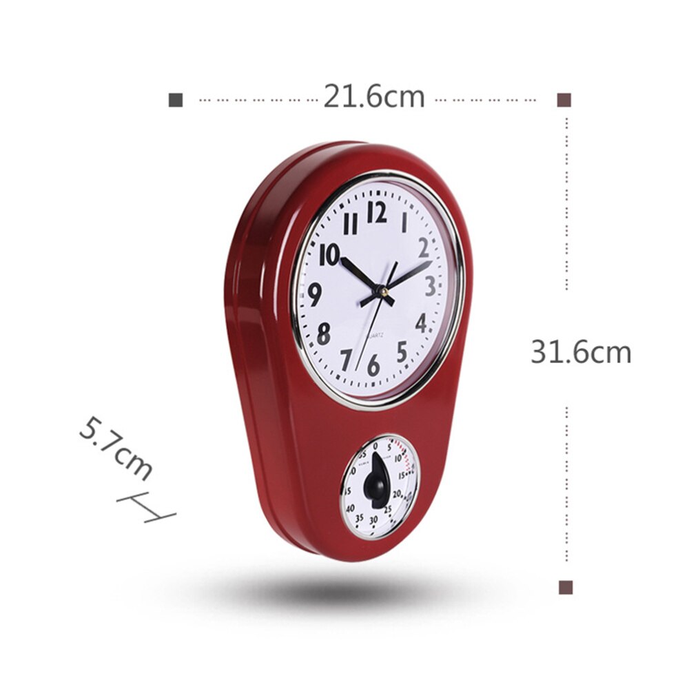 1pc Kitchen Timer Wall Clock Household Timer Modern Style without Battery for Home (Red)