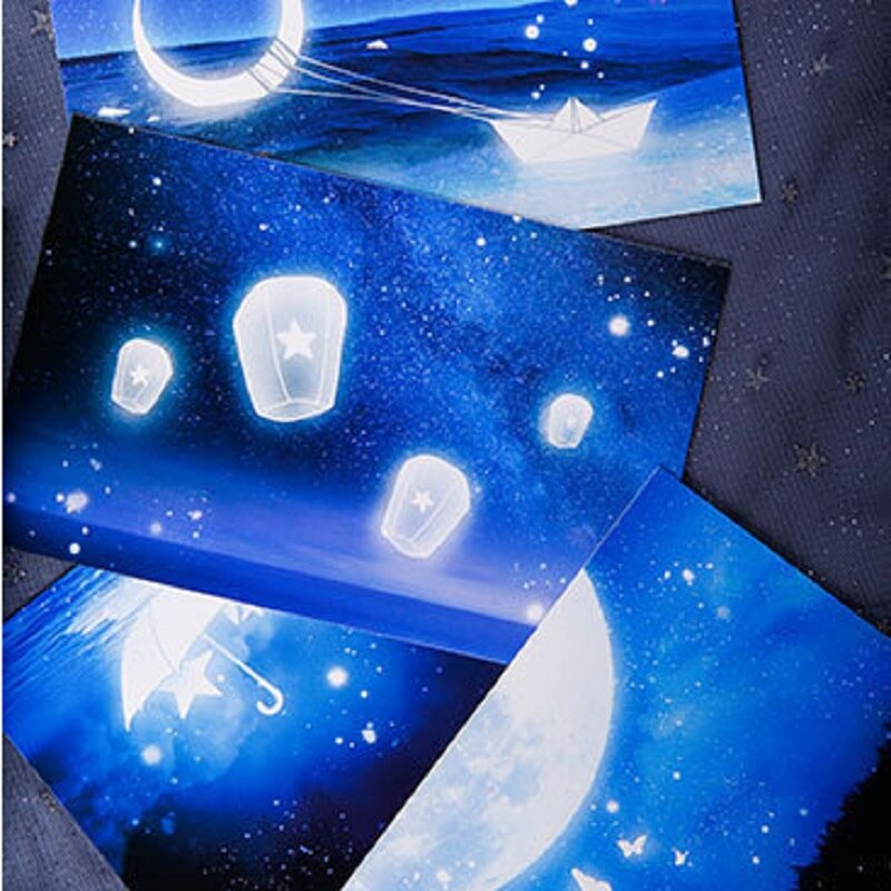 Cartão postal bonito presente de natal kawaii presente de aniversário mensagem bênção cartão luminoso artesanato pintados à mão arte desenho: Wandering planet