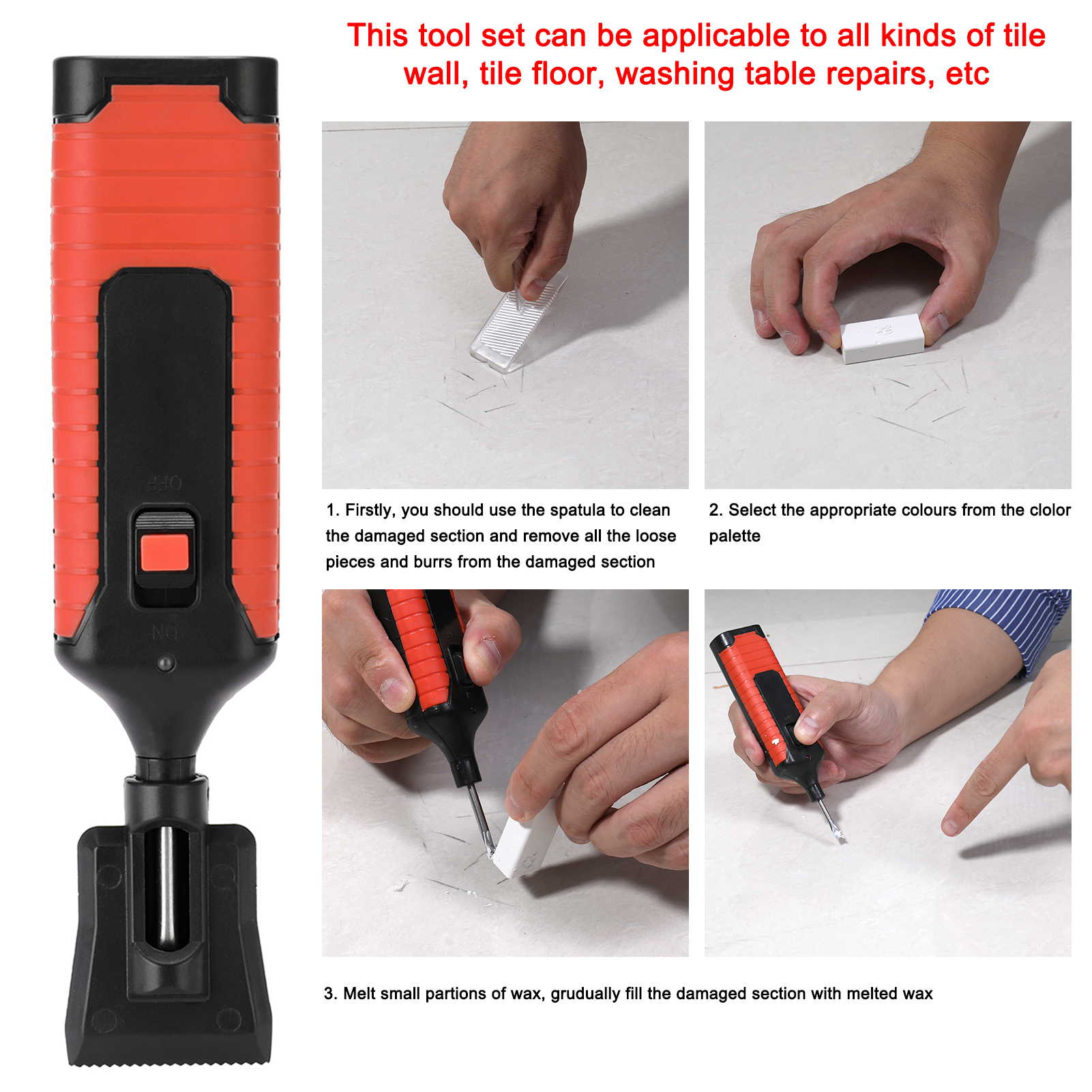 Ceramic Tile Repairing Tool Set Scratch Repairing Crack Fill Tile Surface DIY Floor Repair Kit Fix Wax Scratches Mending Tool