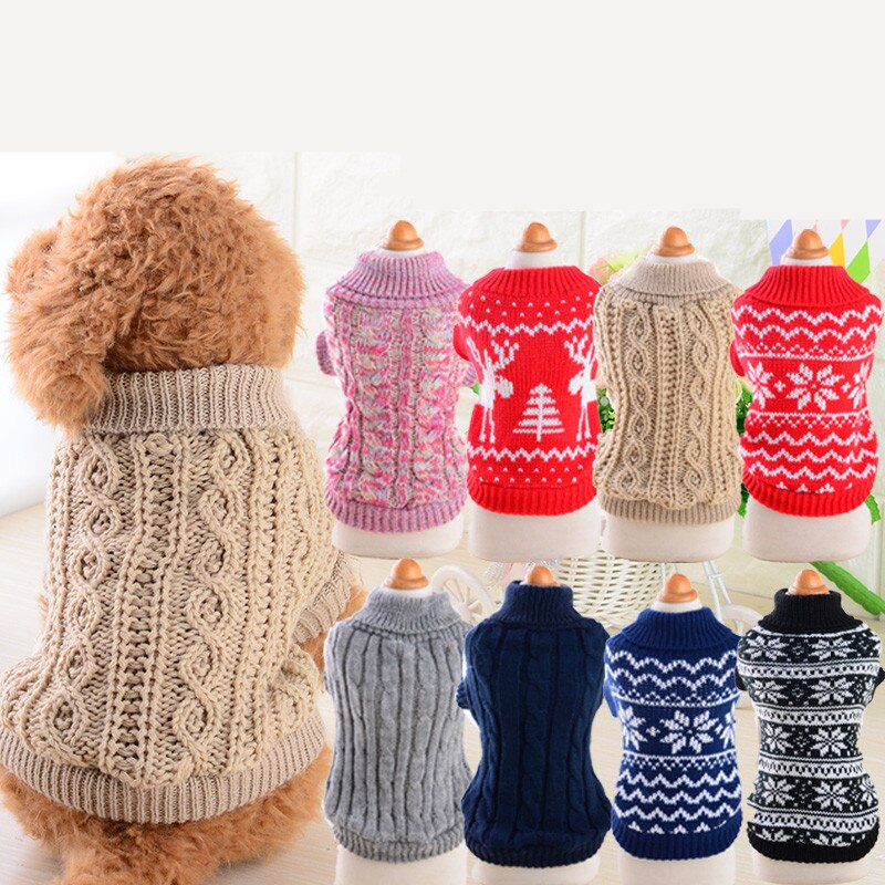 Suéter de punto para perros, ropa para mascotas cachorros, cálido, A la , sólido, variedad de patrones, Invierno