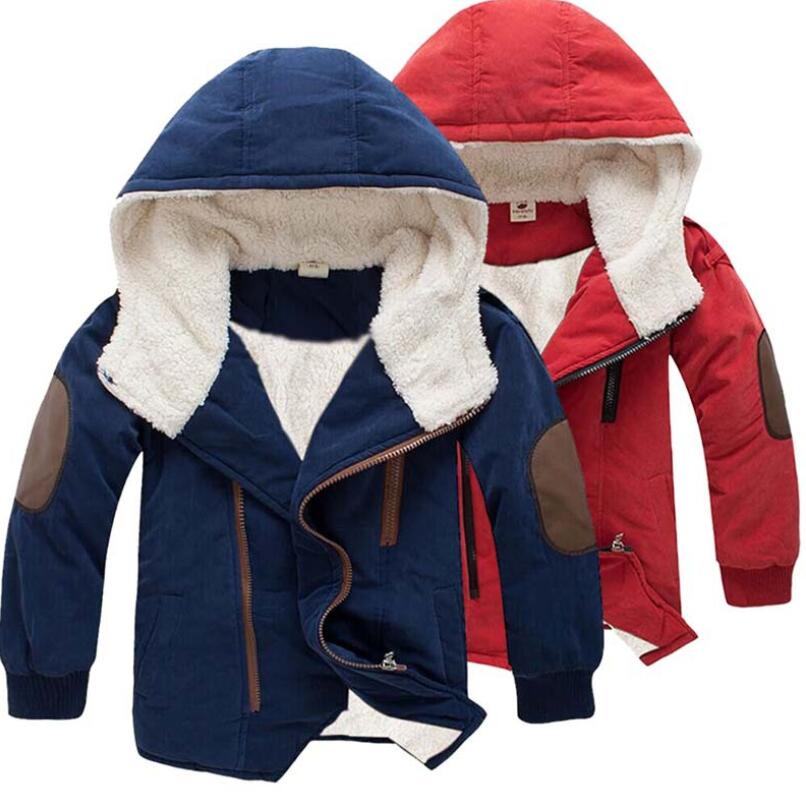 Kinderen Winterjas Jongen Verdikking Plus Fluwelen Warm Casual Jas Grote Kinderen Capuchon Katoenen Kleding 4-12 jaar Oud