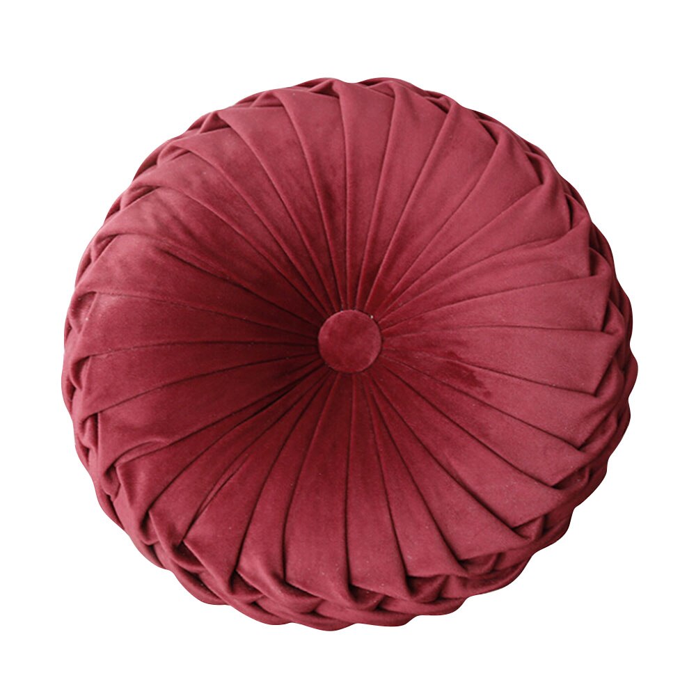 35 x 35cm europeisk stil rund massiv sittdyna sammet kudde kudde handgjorda veckade hjul pumpa sittdyna: A6