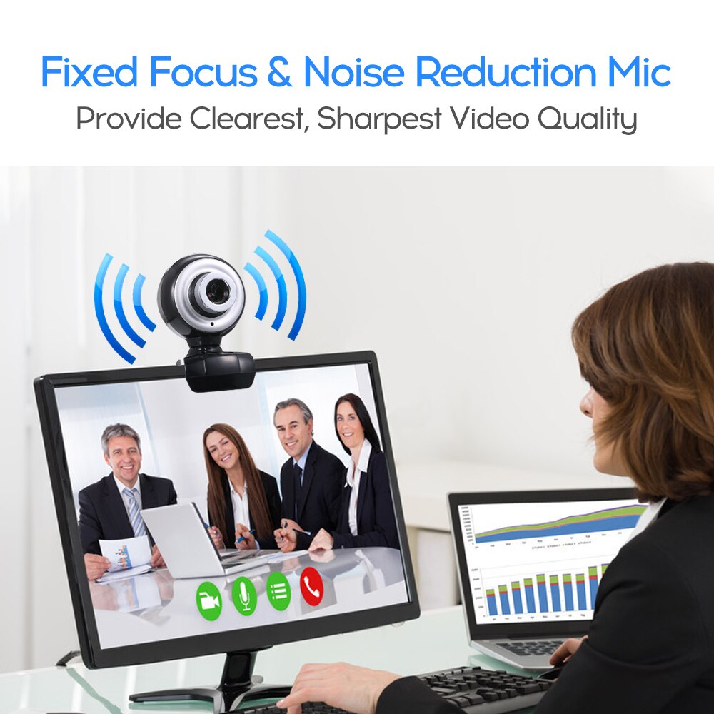 12MP USB 2.0 Web Cam HD 480P Web Camera with Mic Clip-on Base 30FPS Driveless Webcam Camera Web for Laptop Computer