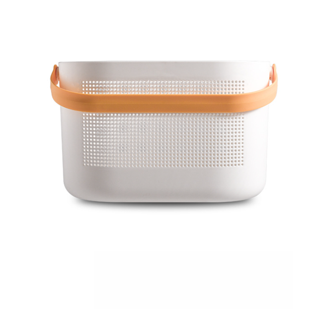 Bathroom Storage Basket Japanese-style Plastic Toiletry Storage Basket Large Hollow Bath Basket Bathroom Portable Bath Basket: Lemon yellow