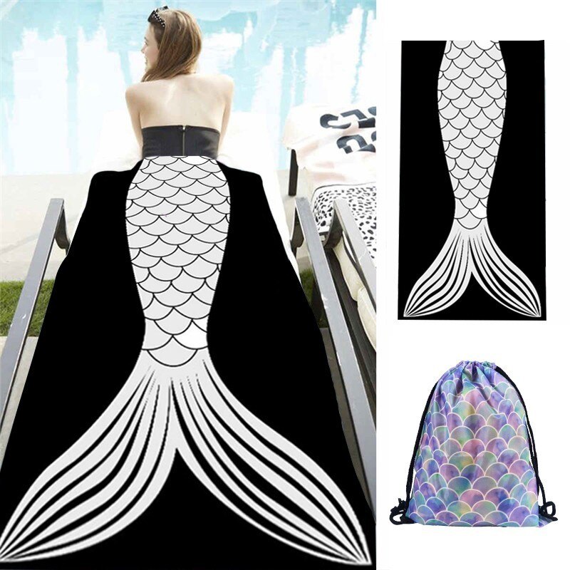 Dunne Microfiber Zachte Strand Handdoeken Mooie Kleurrijke Schaal 3d Print Douche Reizen Handdoek Rechthoekige Strandlaken Met Tasje: 1 Towel And 1 Bag A